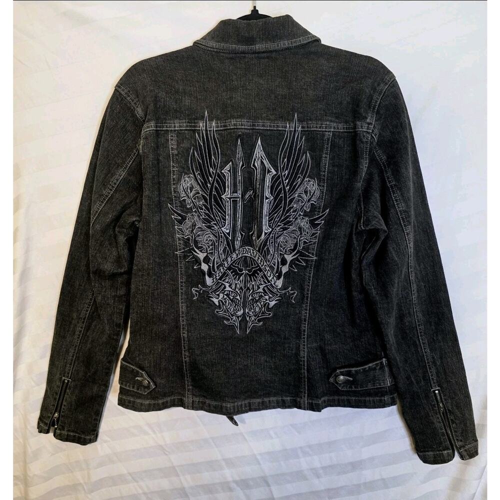 Harley-Davidson Vintage W XL Embroidered Denim Jacket 2008 Crest Zip 96406-08VW
